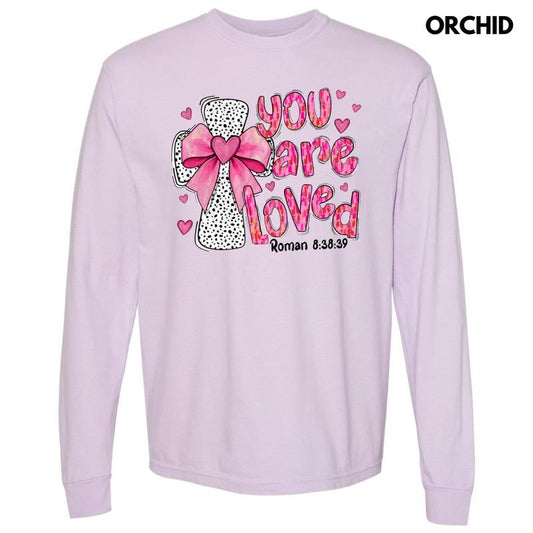 Dot Cross You Are Loved Long Sleeve Comfort Colors T-Shirt 'NLB'