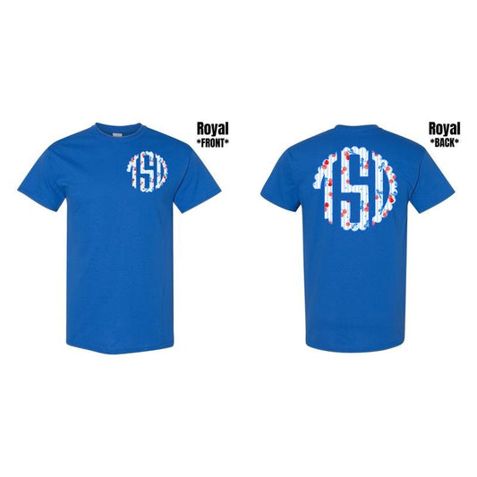 Double Cherry Stripe Monogram Gildan Short Sleeve T-Shirt 'NLB'