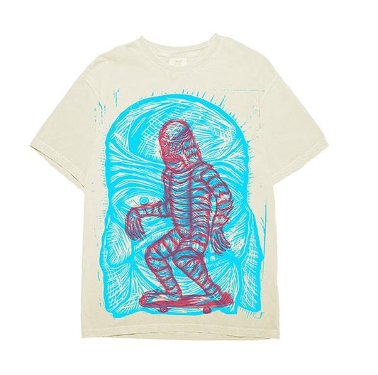 Double Creature  Hand printed  T Shirt Menswear