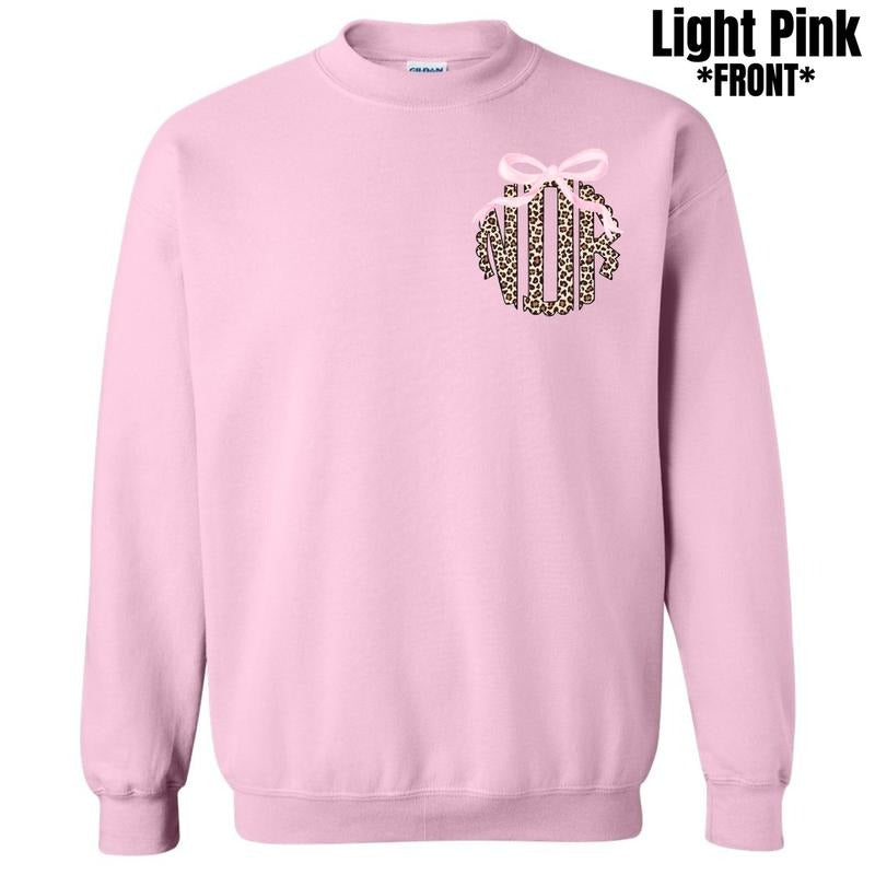 Double Pink Bow Cheetah Monogram Sweatshirt 'NLB' T-Shirts, Hoodie | DripVista.com