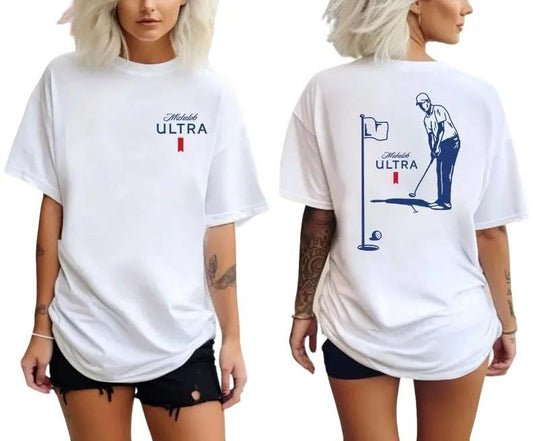 Double Sides Printed Michelob ULTRA Golf Unisex T-Shirt, Michelob Shirt, Beer Shirt Fabric Cotton