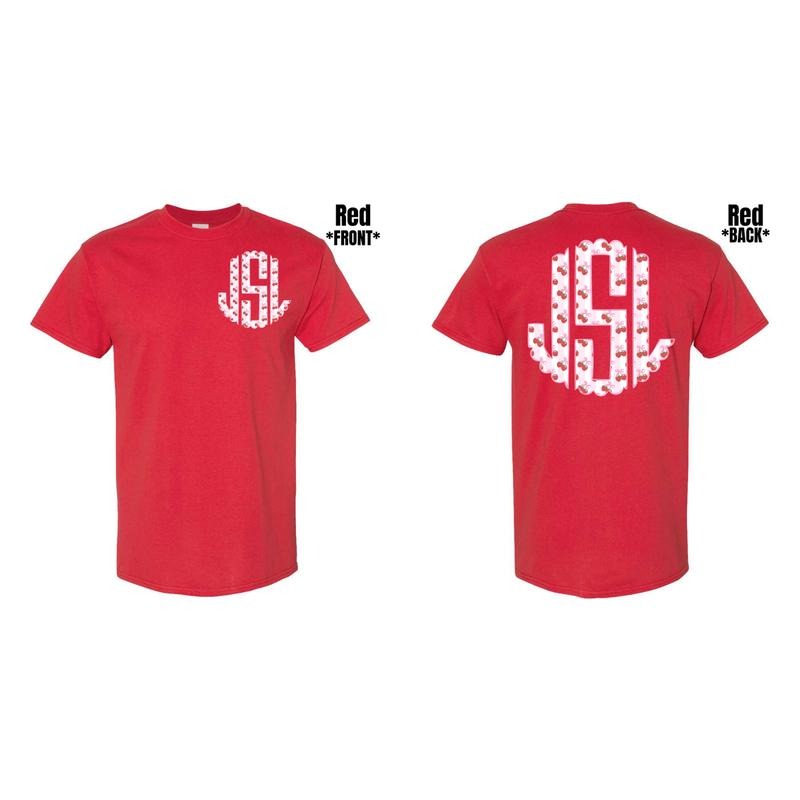 Double Strawberry Stripe Monogram Gildan Short Sleeve T-Shirt 'NLB' Hoodie, Sweatshirt | DripVista.com