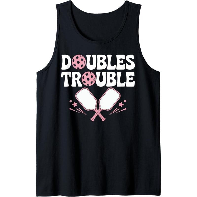 Doubles Trouble Pickleball Pickle Ball Tournament Team Women Tank Top made in usa T-Shirts, Hoodie, Sweatshirt