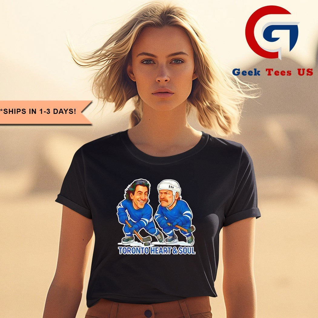 Doug Gilmour and Wendel Clark Toronto Heart & Soul Hockey caricatures T-shirt