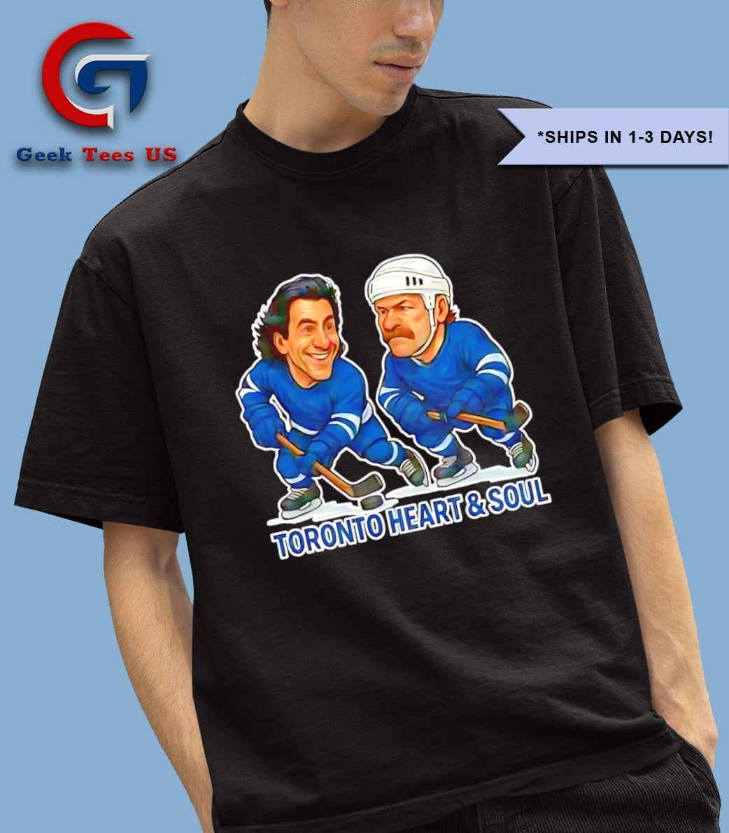 Doug Gilmour and Wendel Clark Toronto Heart & Soul Hockey caricatures T-shirt