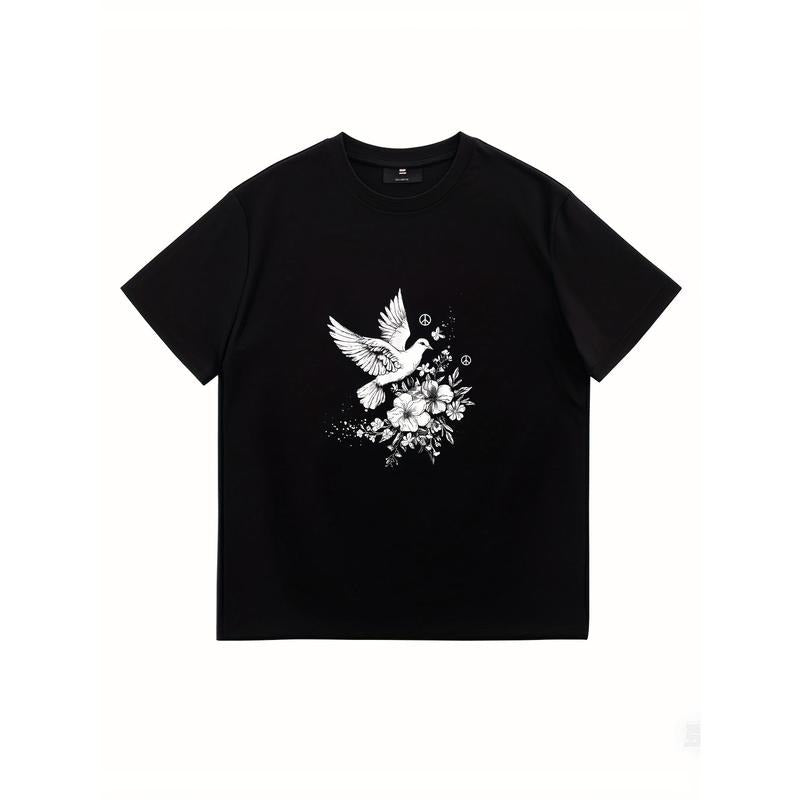 Dove White Pigeon Bird Vintage Peace Sign Flowers Comfortable Funny Lightsaber brand Shirts 100% Cotton Creative Graphic...