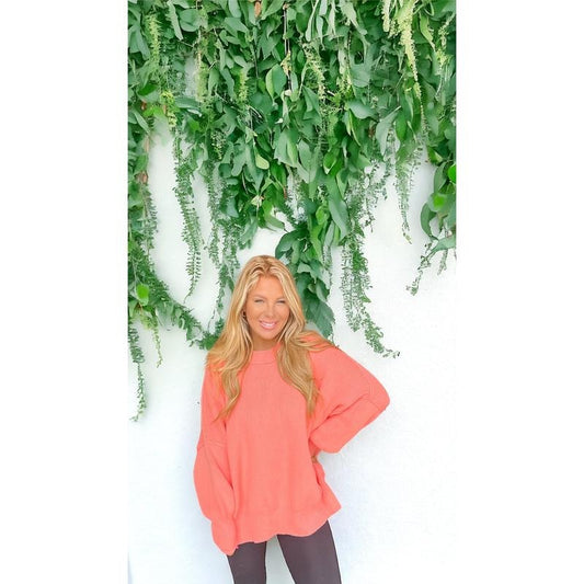 Down Memory Lane Coral Luxury Sweater
