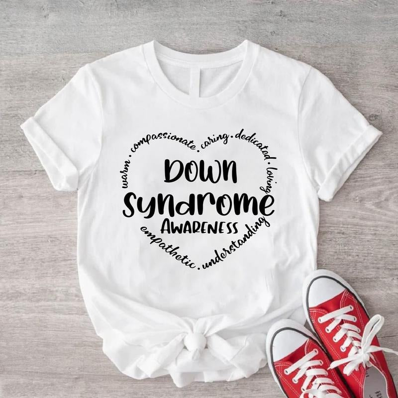 Down Syndrome Awareness Heart Shirt, Extra Chromosome 3 21 T-Shirt, World Down Syndrome Tee, T21 Shirt, Blue Yellow Supporting Shirt, Gift Shirt For Teacher.