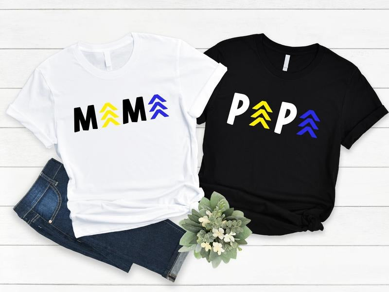 Down Syndrome Mama Shirt, Down Syndrome Papa T-shirt, 321 Parent Matching Support Tee, New Mom T21 Gift Shirt, Proud Down Syndrome Shirt. Cotton Casual