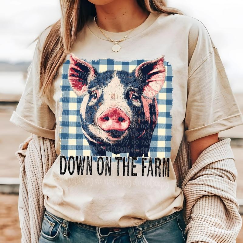 Down on the Farm Pig DTF Transfers - THIS IS NOT A SHIRT