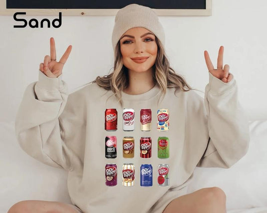 Dr. Pepper Sweatshirt, Soda Sweatshirt, Vintage Soda Canned Sweater, Trendy Sweatshirt For Christmas, Gift for Soda Lover, Dr Pepper Bottles Womenswear Hoodie Tops Underwear