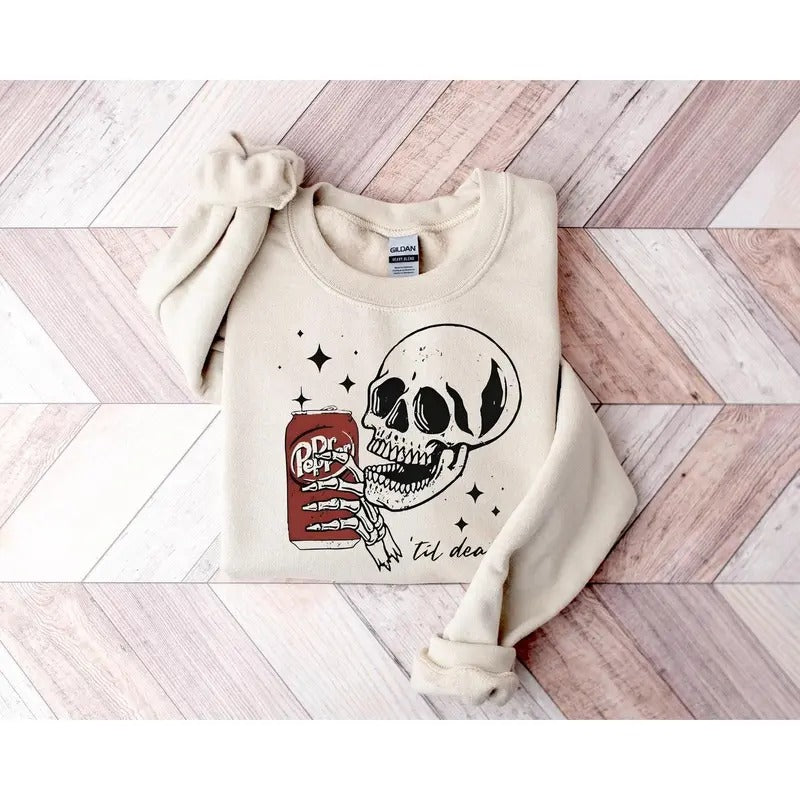 Dr Peppeer Skull Sweatshirt, Funny Halloween Shirt, Skull Sweater, Halloween Shirt, Trendy Halloween Shirt, Halloween...