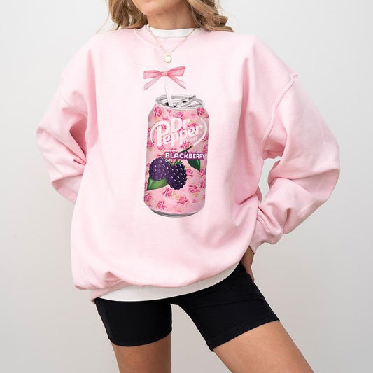 Dr Pepper Blackberry Coquette Dr Pepper Can With Bow Sweatshirt, Dr Pepper T Shirt, Dr Pepper Soda Sweatshirt, Coquette Valentine Sweatshirt