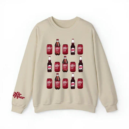Dr Pepper Bottles and Cans sweatshirt, Dr Pepper Soda, Dr Pepper lover, Favorite, Gift for friend, Casual sweatshirt long sleeve