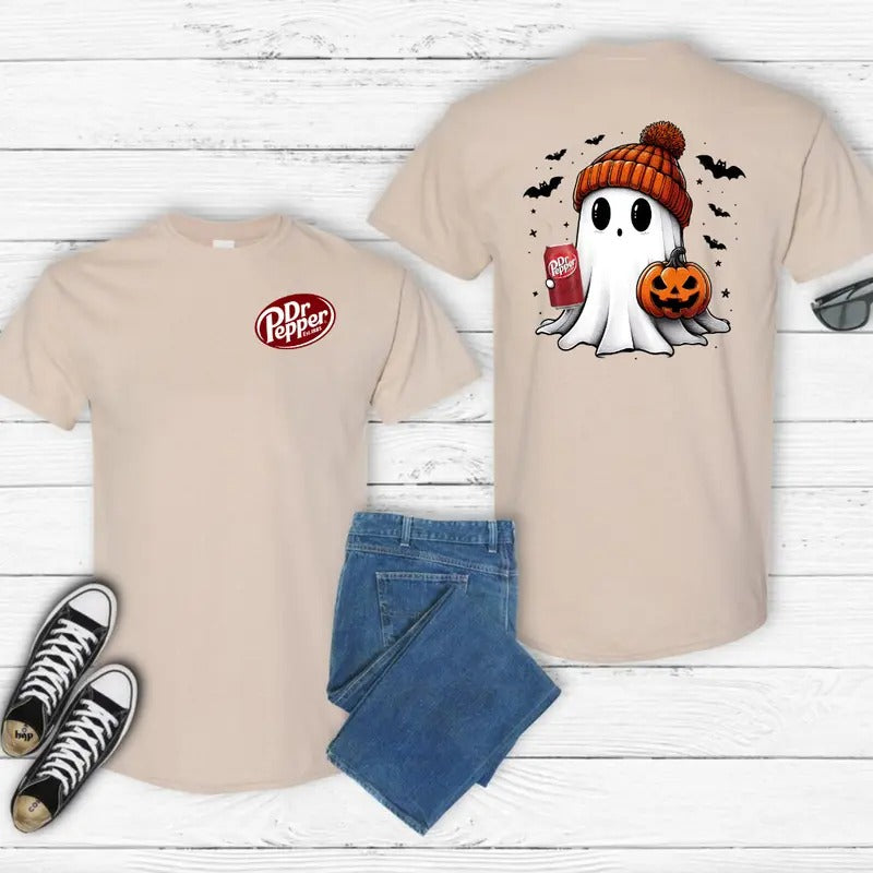 Dr Pepper Ghost Cute Halloween 2Sides T-Shirt Comfort Fabric