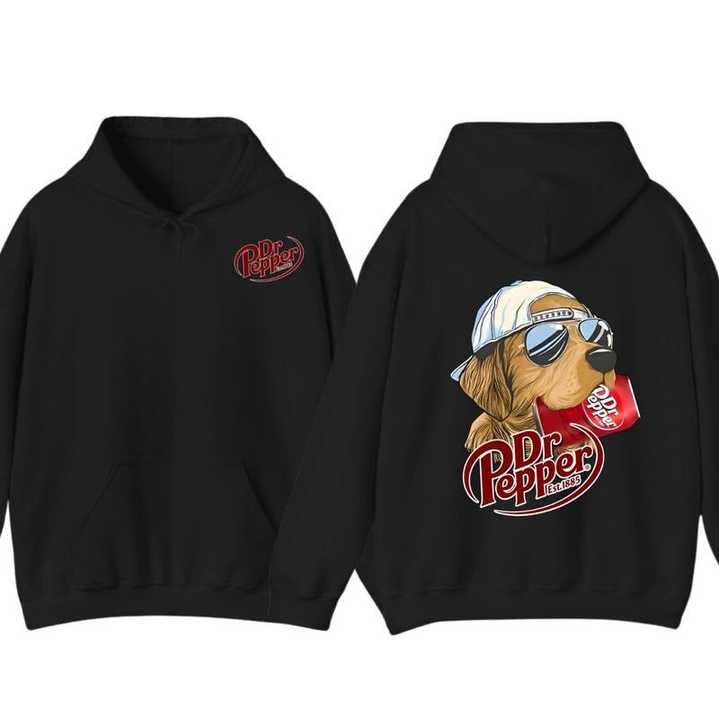 Dr Pepper Golden Dog Two-sided Hoodie Trendy For Spring T-Shirts, Sweatshirt | DripVista.com