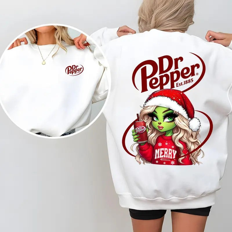 Dr Pepper Hoodie Sweatshirt T-Shirt, Dr Pepper Cute Girl Sweatshirt, Merry Grinmas Shirt, Christmas Girl Cute Shirt,...