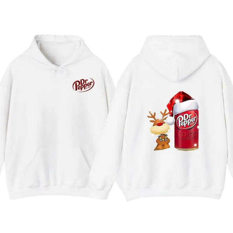 Dr Pepper Santa Christmas Reindeer Hoodie, Trendy Hoodie T-Shirt for Christmas Season Sweatshirt | DripVista.com