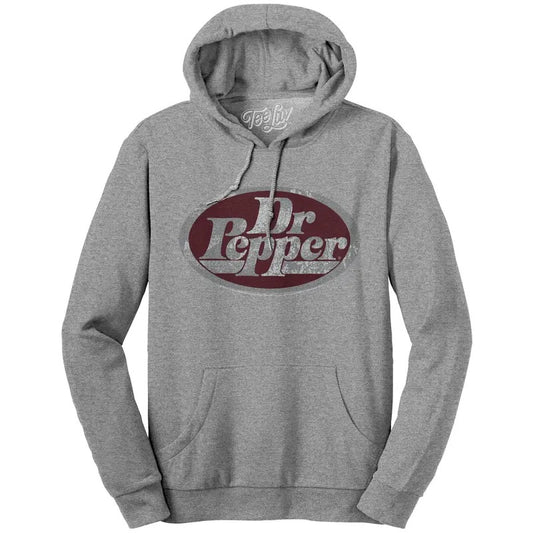 Dr Pepper Silver Logo Pullover Hooded Sweatshirt - Gray