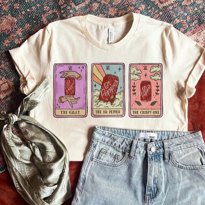 Dr. Pepper Tarot Shirt, Dr. Pepper Lover Gift, Tarot Card Shirt Womenswear, Soda Lover Shirt Printed