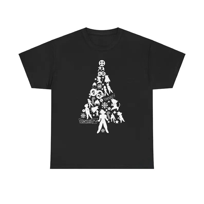 Dragon Ball Z Christmas Tree Shirt, Anime Tee, Holiday Gift Tee, Festive T-shirt, Unique Gift Unisex Heavy Cotton Tee