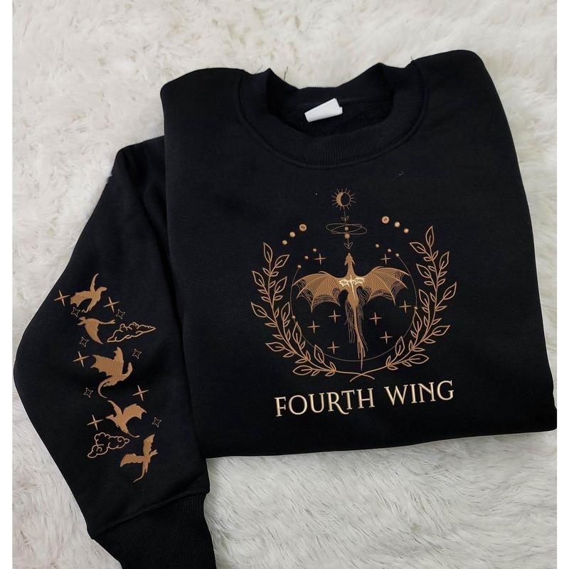 Dragon Fourth Wing Embroidered Sweatshirt, Xaden Riorson, Basgiath War College, Dragon Rider Shirt, Fantasy Bookish Gift ESH4076.H-EBH002