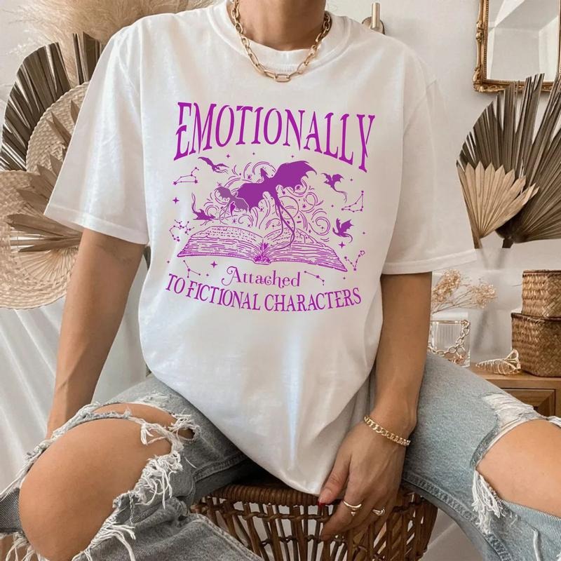 Dragon Lovers, Fourth Wing Bookish Shirt,Emotionally Attached To Fictional Characters Shirt, Dragon Rider, Unisex Sweater Pullover Tee