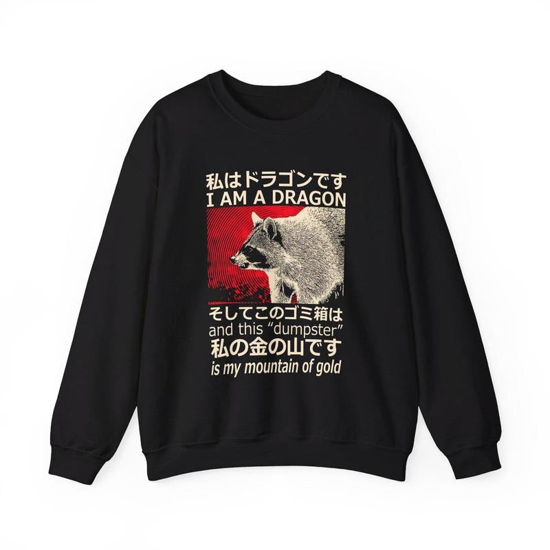 Dragon Raccoon Crewneck Sweatshirt T-Shirts, Hoodie | DripVista.com