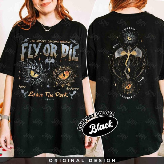 Dragon Rider Shirt, Onyx Storm Brave The Dark Shirt, Fly Or Die Fourth Wing Series Tee, Gift For Dragon Books Lover