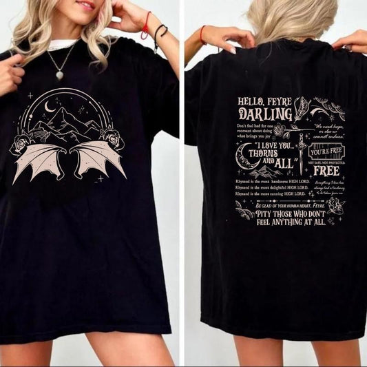 Dragon Vintage Dark Art Graphic Shirt, Dragon Rider, Violet Sorrengail, Bookish Gifts, Dragon Lovers Gift Tee, Graphic Tees, Unisex Pullover Tee