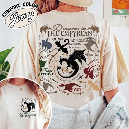 Dragons in Fourth Wing Shirt, Dragon in the Empyrean Shirt, Violet Sorrengail Tairn Shirt, Tairn & Andarna Shirt, Basgiath War College Shirt