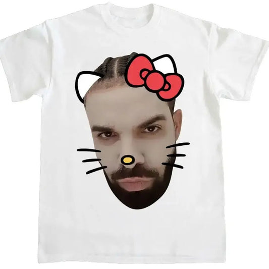 Drake Red Kitty Graphic T-shirt Classic Cotton