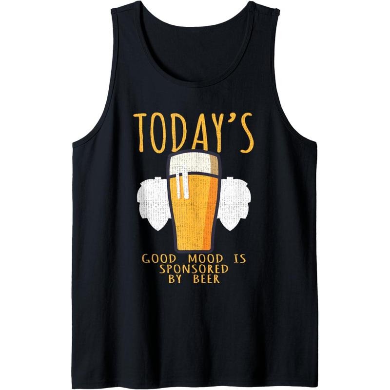 Drinking Party Today's Good Mood Is Sponsored By Beer Tank Top T-Shirts, Hoodie, Sweatshirt | DripVista.com