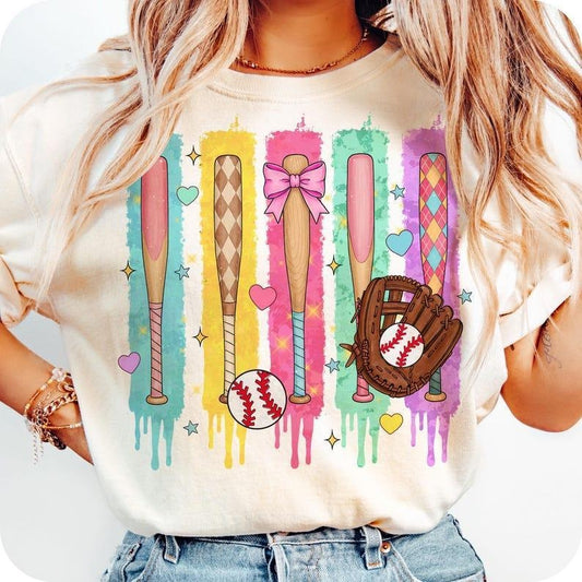 Dripping Baseball Coquette Tee, Preppy Ice Cream Design, Sporty Mama Look, shirt for women