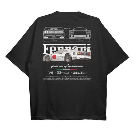 Drive in Style: Car-Themed T-Shirts, F40 BluePrint T-Shirt, F40 BluePrint Technical Specs Shirt, Ride the Style, Racing Sport Car Shirt Menswear Top