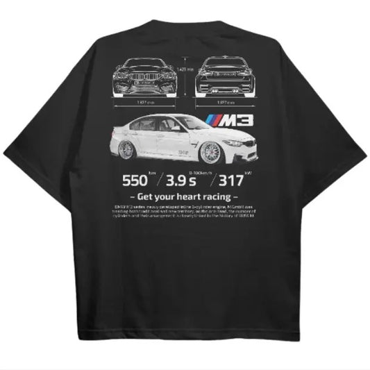 Drive in Style: Car-Themed T-Shirts, F80 M3 Black T-Shirt, F80 M3 Technical Specs T-Shirt, Racing Shirt, Sport Car Shirt Menswear Top Menswear Top