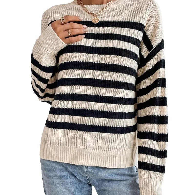Drop Shoulder Sweater Oversized Crew Neck Knit Sweaters Pullover Top T-Shirts, Hoodie, Sweatshirt | DripVista.com