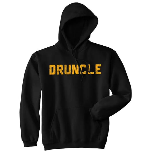 Druncle Unisex Hoodie Funny Drunk Uncle Family Reunion Hilarious Gift Hooded Sweatshirt Funny Hoodies Uncle Hoodie Funny Drinking Pullover Novelty Sweatshirt Black -