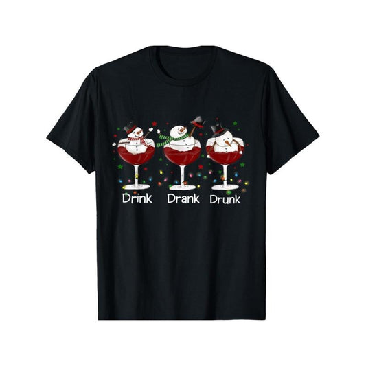 Drunk snowmen, Christmas, mulled wine, celebration T-Shirt made in usa