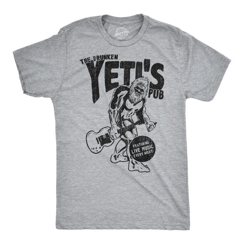Drunken Yeti Pub T Shirt Funny Bigfoot Hilarious Sarcastic Drinking Tee for Guys Mens Funny T Shirts Cool Tees Soft...