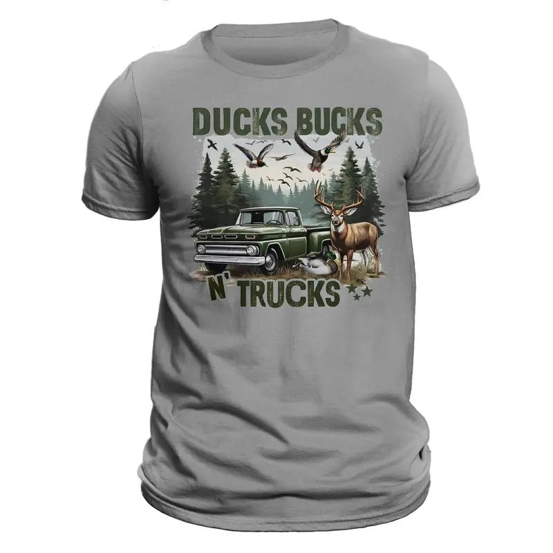 Ducks Bucks N' Trucks Hunting Fishing Trucking Men's T-Shirt Casual Classic