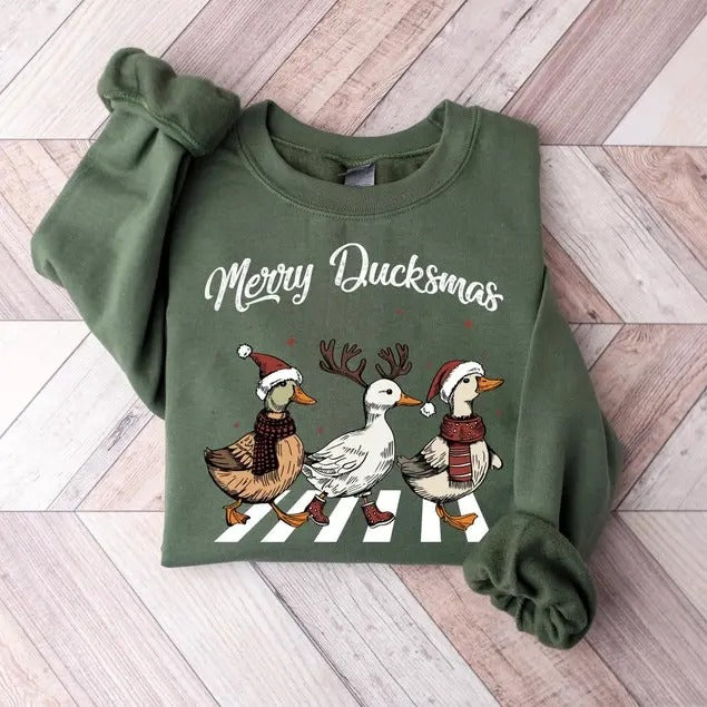 Ducks Christmas Sweatshirt, Merry Ducksmas Sweatshirt, Funny Ducks Christmas Sweater, Duck Lover Shirt, Merry Ducksmas...