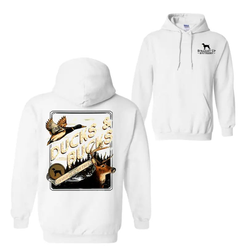 Ducks and Bucks, Mallard Duck and Whitetail Buck Hunting Hoodie Sweatshirt T-Shirt, Trendy Shirt | DripVista.com
