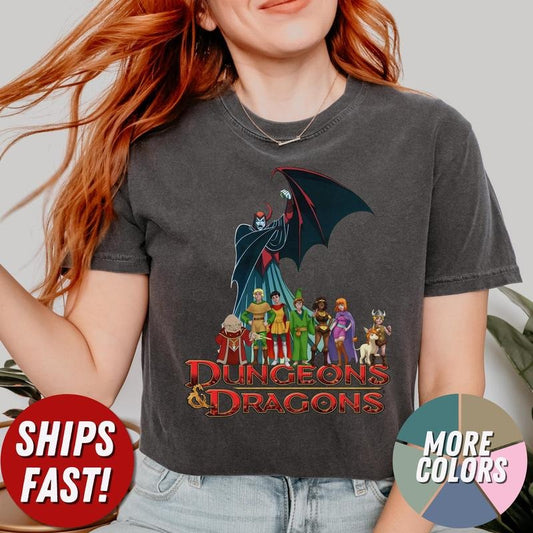 Dungeons & Dragons Shirt, Vintage Cartoon Graphic Tee, Unisex Dnd Top, Nerd Gift, Role Playing Game Fan TShirt,