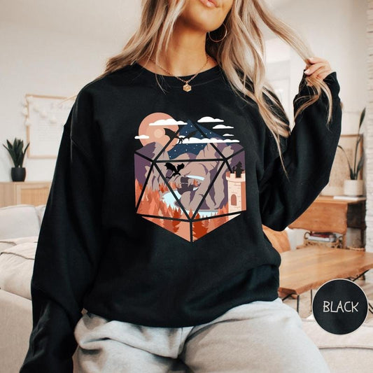 Dungeons And Dragons Present D20 Rpg Dice D20 Scene Sweatshirt Dnd Dungeon Dad Shirt Dungeon Master Roleplay D&D Fathers Day Dnd Japanese