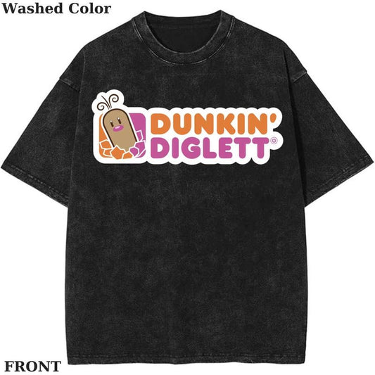 Dunkin Diglett Graphic Tee, Pokemon T-Shirt, PKM Shirt, Anime Funny Shirt, Vintage Tee Streetwear Shortsleeve Printed Womenswear Top