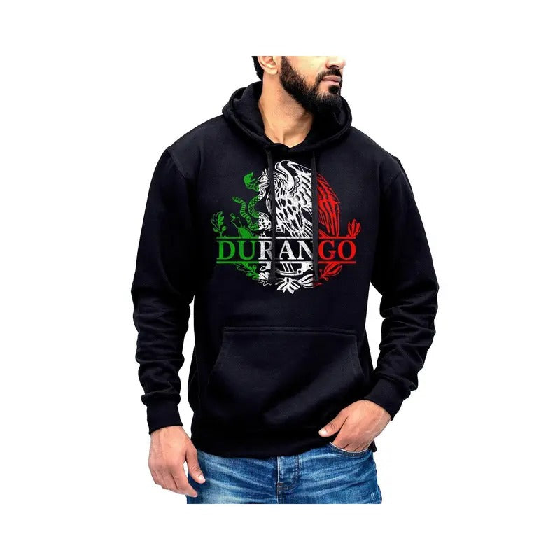 Durango Mexico Eagle Emblem Hoodie Sweatshirt Menswear Breathable Kangaroo Pocket