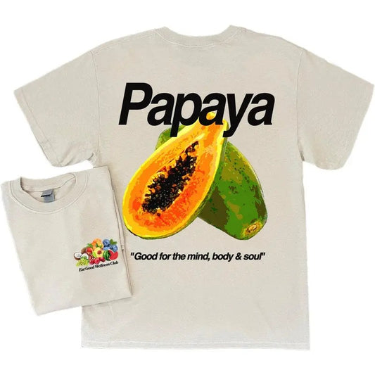 EAT GOOD - PAPAYA Short Sleeve Shirt, fruit lover,  vintage style Crewneck Cotton