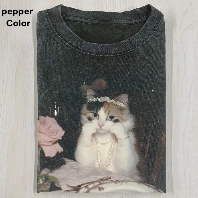 ELEGANT CAT - CUTE CAT Baby Tee, Cat Meme Crop Top, Funny Crop Top, Unisex Meme Cringe Funny Dumb Shirt, Menswear Womenswear Streetwear