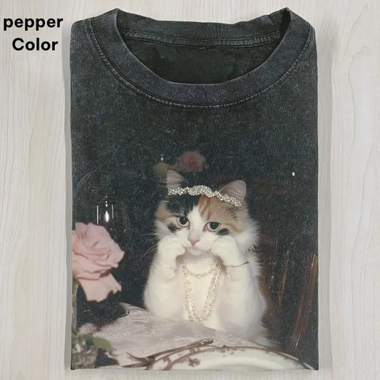 ELEGANT CAT - CUTE CAT Baby Tee, Cat Meme Crop Top, Funny Crop Top, Unisex Meme Cringe Funny Dumb Shirt, Menswear Womenswear Streetwear